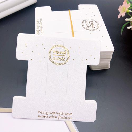 韩版白色简约烫金发夹发圈卡纸diy包装材料方卡工字卡发饰品卡片